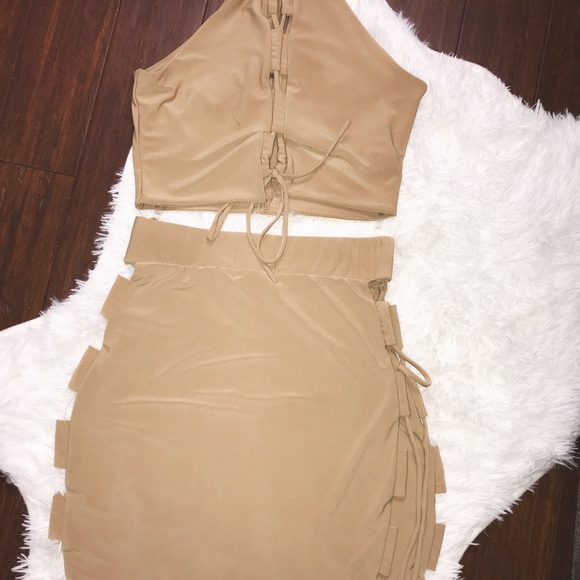 honeybum tie-up skirt - nude - Picture 1 of 2